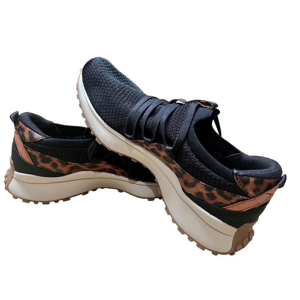 Ryka Jumpstart Lace Womens 9.5M Black Leopard Print ActiviFOAM Walking Shoes NEW